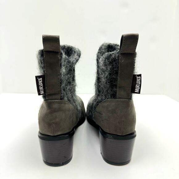 MukLuks Chloe Gray Wool Blend Shaft Western Cowgirl Ankle Boots Bootie - Picture 5 of 11